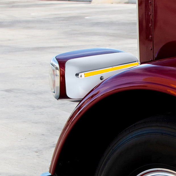 24 LED GloLight Rear Headlight Housing Cover For 2008-2023 Peterbilt 389 (Driver)- Amber LED/Clear Lens