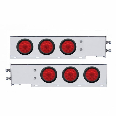 2-1/2" Bolt Pattern Chrome Spring Loaded Bar W/6X 4" 10 LED Lights -Red LED & Lens (Pair)