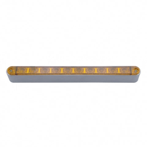 10 LED 9" Turn Signal Light Bar With Bezel - Amber LED/Amber Lens