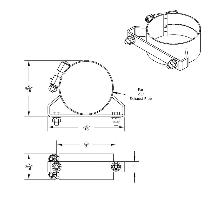 5" Stainless Wide Band Exhaust Clamp