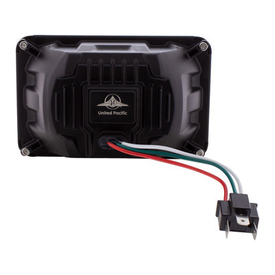ULTRALIT - Heated 4" X 6" LED Headlight With Glass Lens & Aluminum Housing - Low Beam - Black