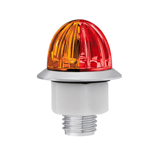 4 LED 3/4" Mini Watermelon Double Fury Light With Clear Lens (Clearance/Marker) - Amber & Red LED