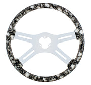18" Skull Steering Wheel Only With Hydro-Dip Finish Wood - White/Gray