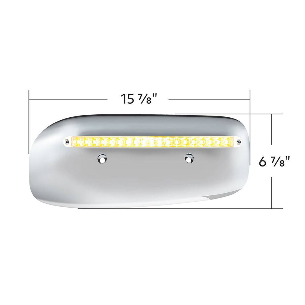 19 LED Rear Headlight Housing Cover For 2008-2023 Peterbilt 389 (Passenger)-Amber LED/Clear Lens