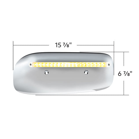 19 LED Rear Headlight Housing Cover For 2008-2023 Peterbilt 389 (Passenger)-Amber LED/Clear Lens
