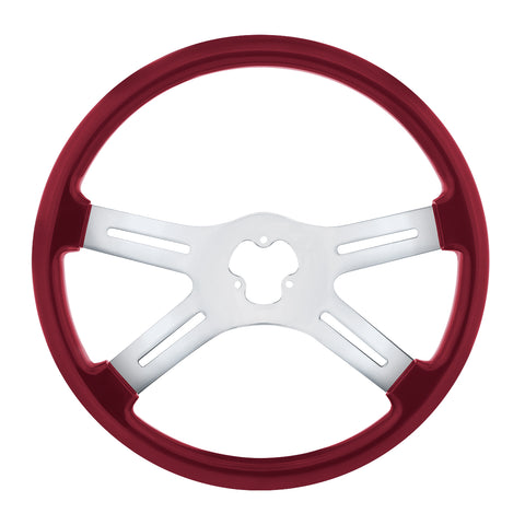 18" Vibrant Color 4 Spoke Steering Wheel - Candy Red