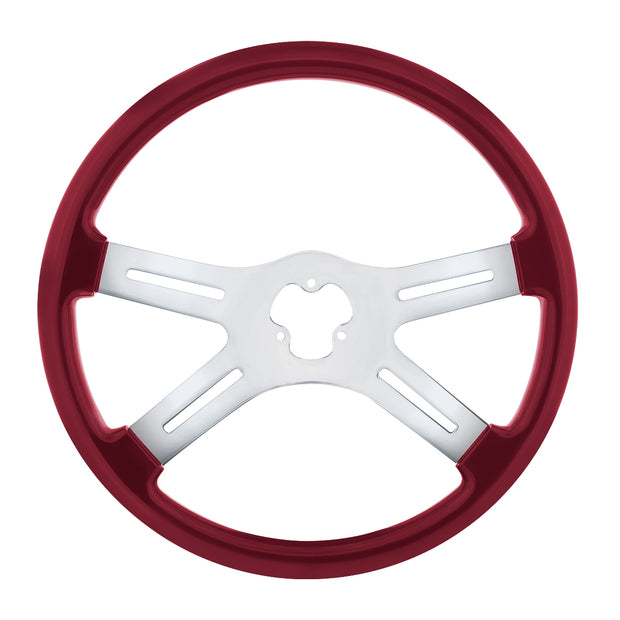 18" Vibrant Color 4 Spoke Steering Wheel - Candy Red