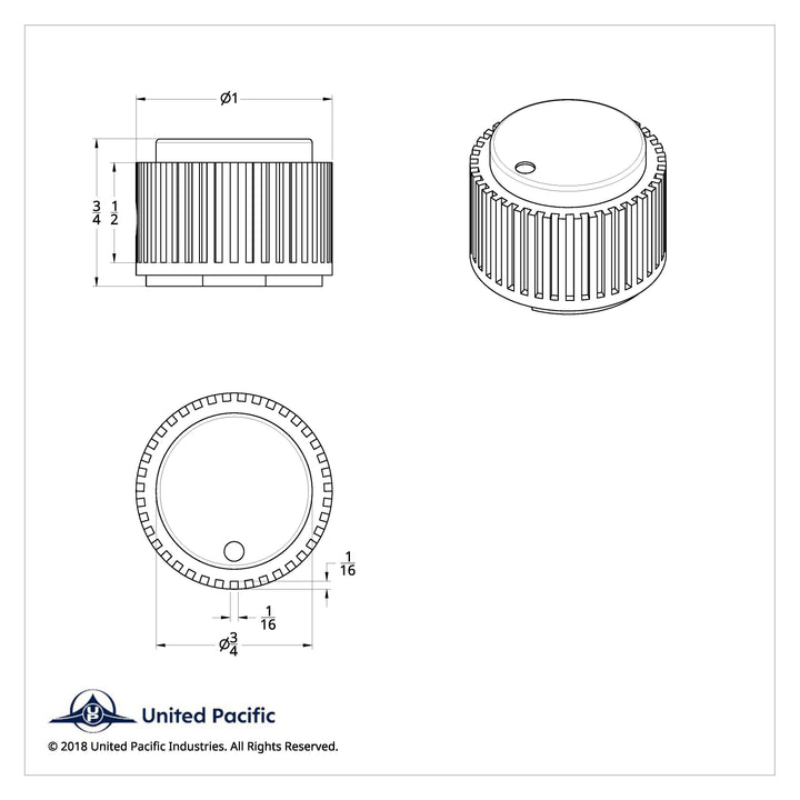 Chrome Plastic 1" Diameter Control Knob