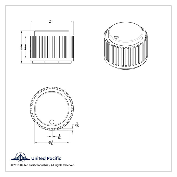 Chrome Plastic 1" Diameter Control Knob