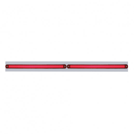 Chrome Top Mud Flap Plate With Two 24 LED 12" GloLight Bars - Red LED/Red Lens (Each)