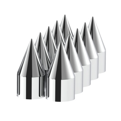 9/16" x 1-1/2" Chrome Plastic Spike Nut Covers - Push-On (10-Pack)