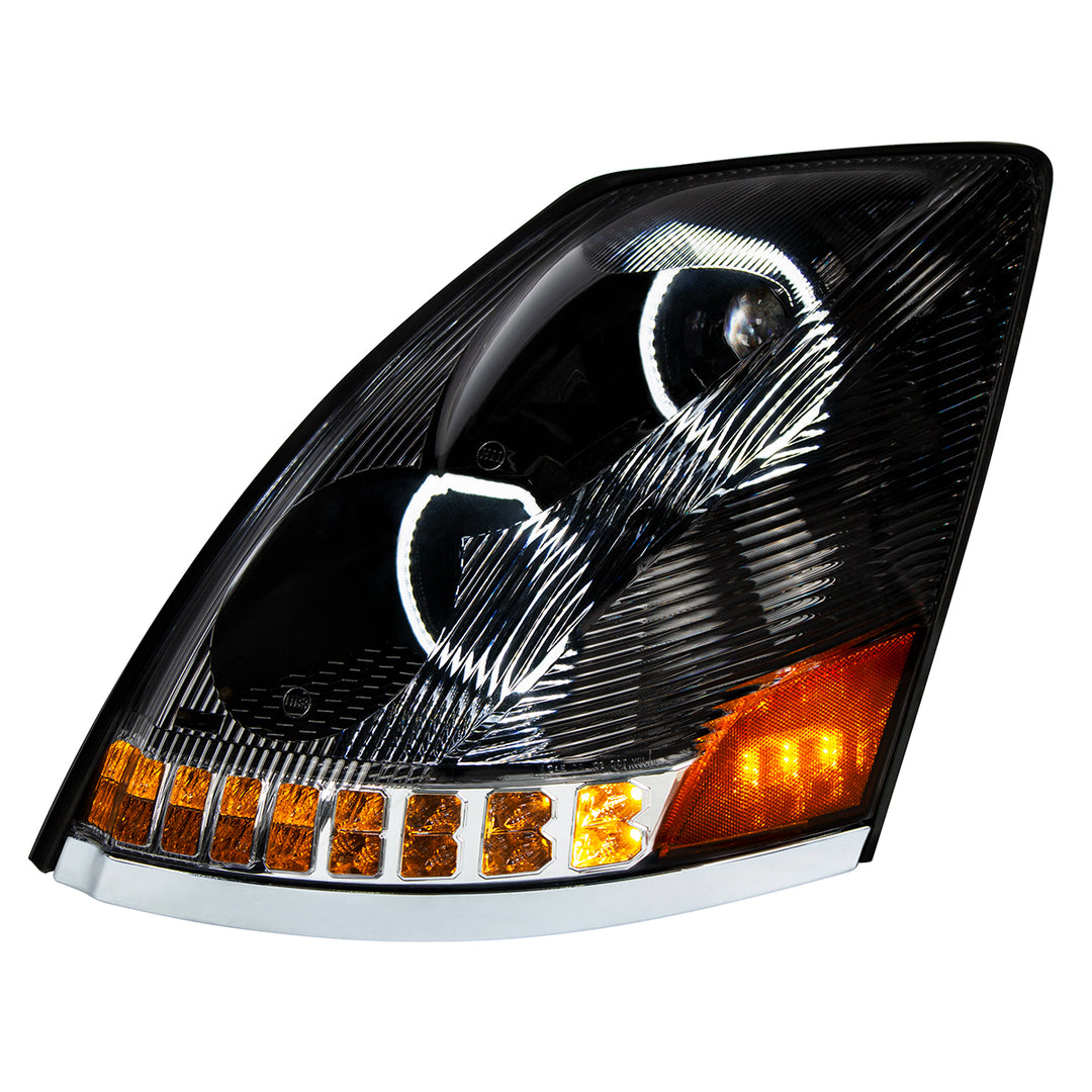 Black 10 LED Headlight For 2003-2017 Volvo VN/VNL - Driver Side