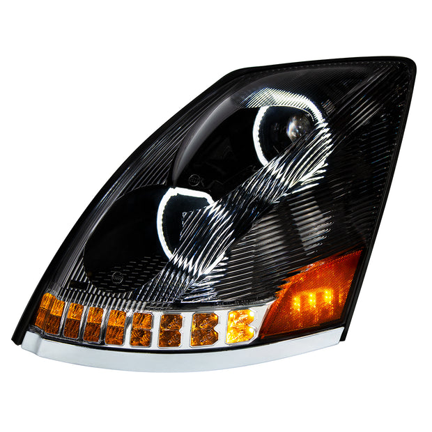 Black 10 LED Headlight For 2003-2017 Volvo VN/VNL - Driver Side