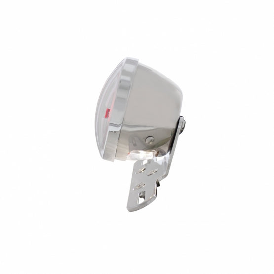 Motorcycle LED Rear Fender Tail Light With Chrome Grille Bezel - Red Lens