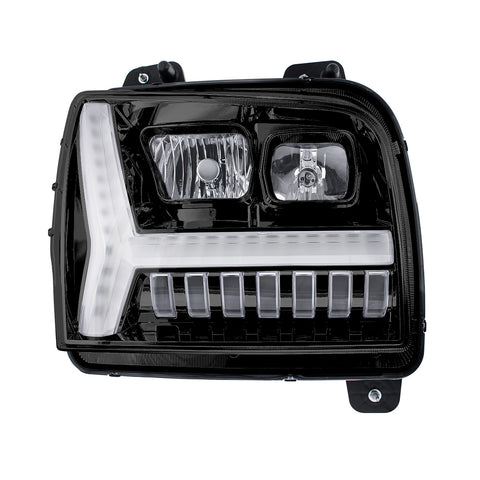 Blackout Headlight With LED DRL Light Bar & Turn Signal For 2018-2024 Kenworth W990-Passenger
