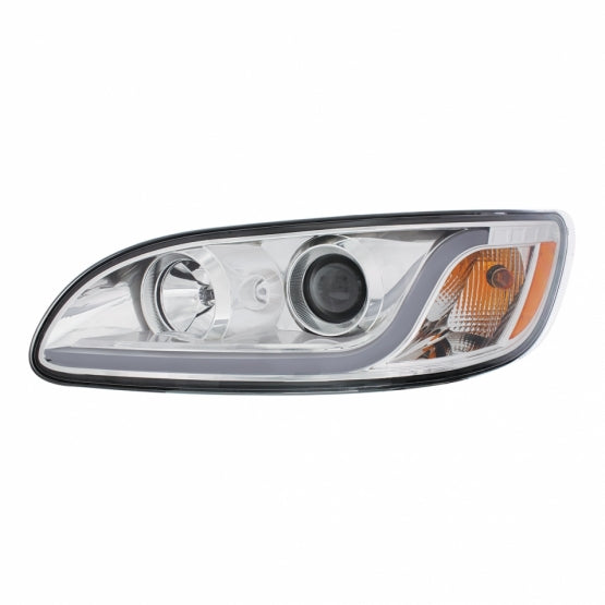 Chrome Projection Headlight W/LED Dual Function Light Bar For PB 386 (2005-2015) & 387 (1999-2010) - Driver