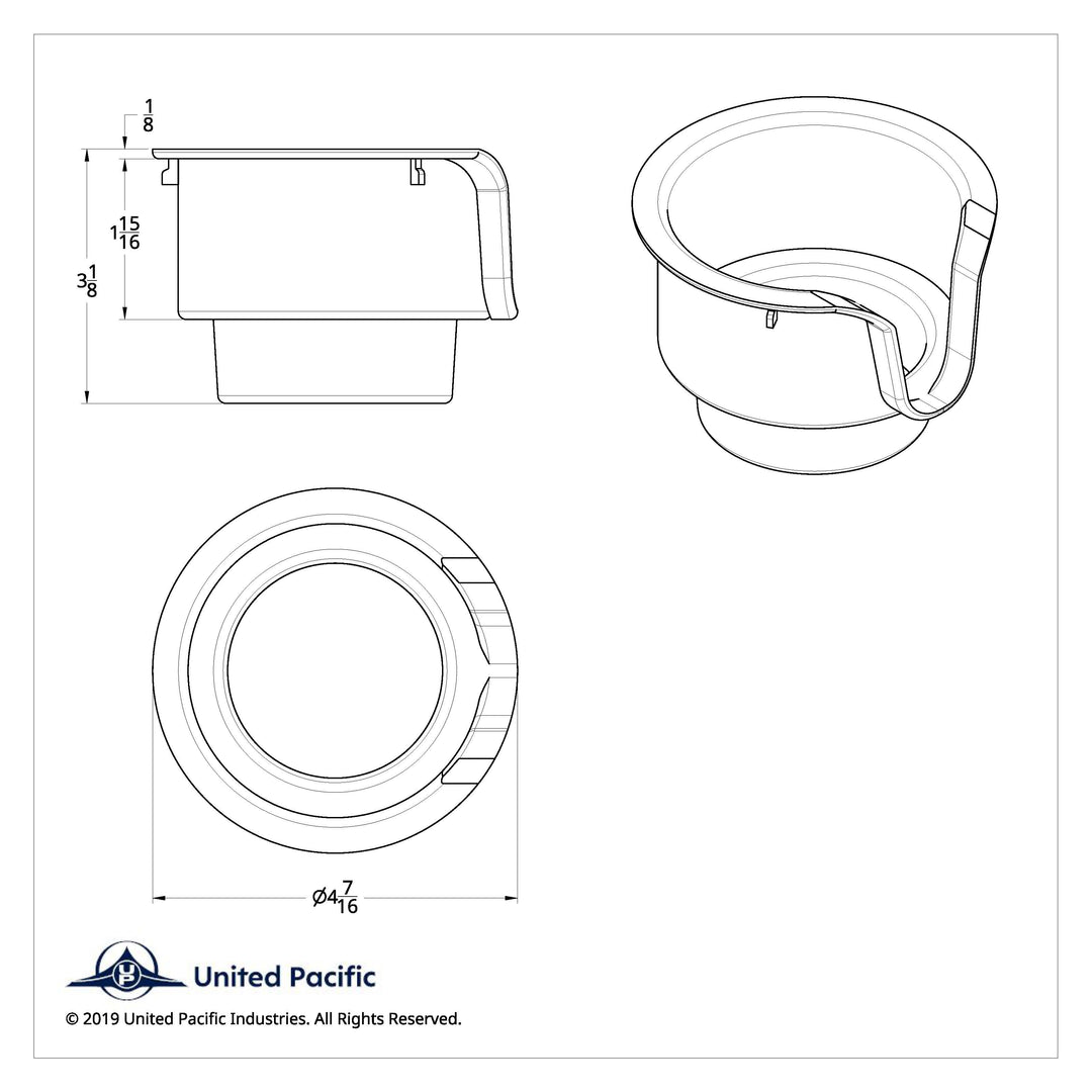 Chrome Cup Holder Insert For Kenworth W900/T800/T600 (2002-2008) &amp; Peterbilt 379/378 (2001-2005)