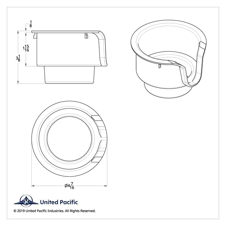 Chrome Cup Holder Insert For Kenworth W900/T800/T600 (2002-2008) &amp; Peterbilt 379/378 (2001-2005)