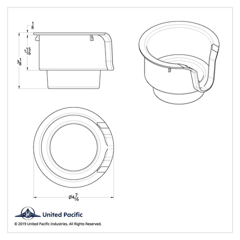 Chrome Cup Holder Insert For Kenworth W900/T800/T600 (2002-2008) & Peterbilt 379/378 (2001-2005)