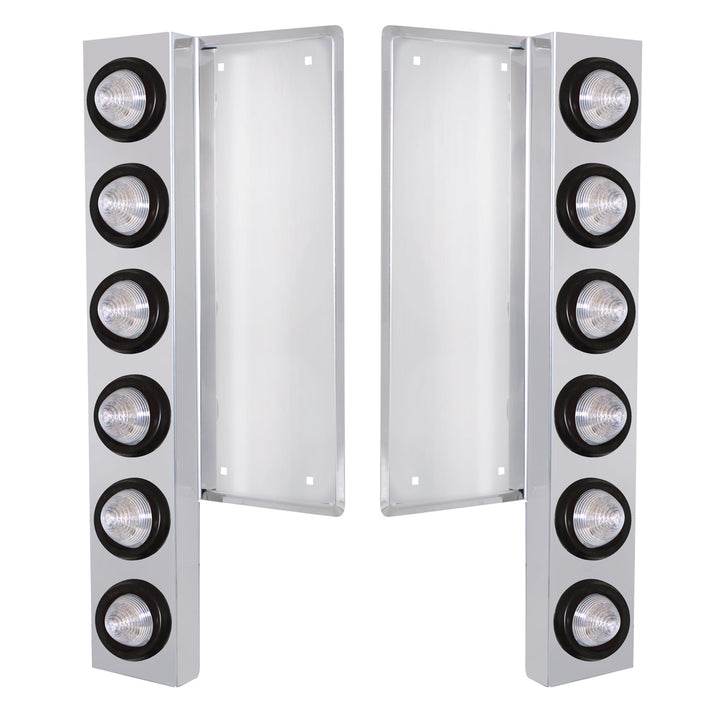 FL SS Front Air Cleaner Bracket W/12X 9 LED 2" Beehive Lights -Amber LED/Clear Lens
