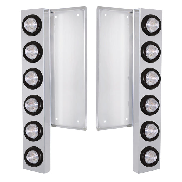 FL SS Front Air Cleaner Bracket W/12X 9 LED 2" Beehive Lights -Amber LED/Clear Lens