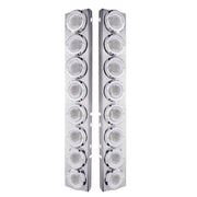 SS Front Air Cleaner Bracket With 16X 9 LED 2" Lights & Bezels For Peterbilt-Amber LED/Clear Lens