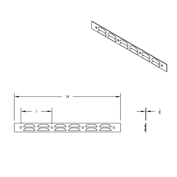2" X 24" Chrome Louvered Top Mud Flap Plate - Bolt Thru