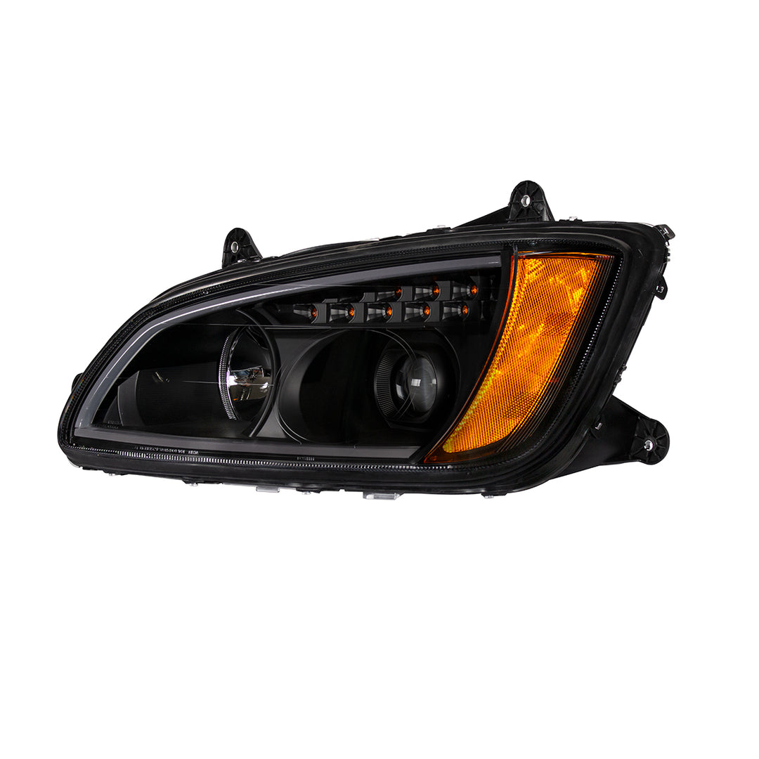 Blackout Projection Headlight With LED Turn Signal &amp; Position Light For 2008-2017 Kenworth T660 - Driver