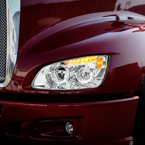 Chrome Full LED Headlight For 2008-2017 Kenworth T660-Driver