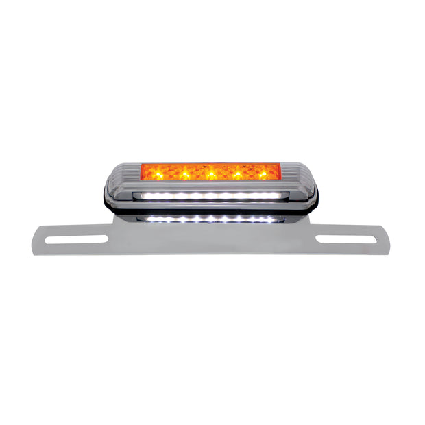 Chrome License Plate Light & Bracket With Amber LED Auxiliary Light - Amber LED/Amber Lens