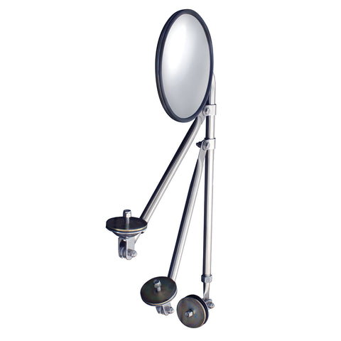 8-1/2" Convex Mirror With Stainless Tripod Fender Mirror Bracket
