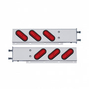 3-3/4" Bolt Pattern SS Spring Loaded Bar With 6X 22 Red LED 6" Oval GloLight & Grommet -Red Lens (Pair)
