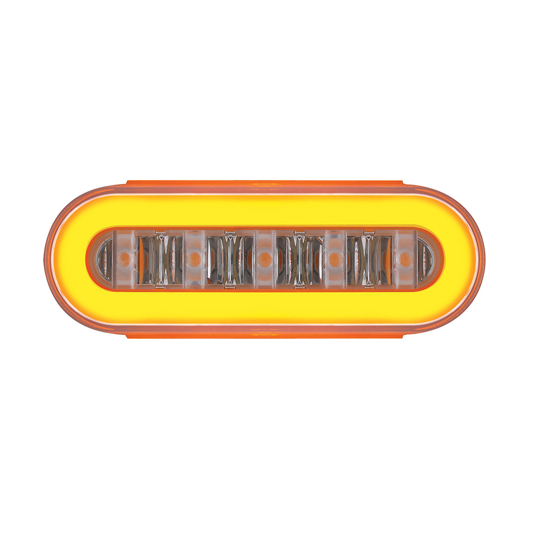 22 LED 6" Oval Clear Lens With Halo Insert GloLight Light - Amber LEDs/Amber Insert (Card)