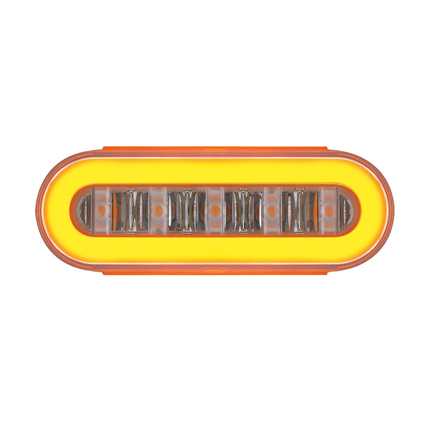 22 LED 6" Oval Clear Lens With Halo Insert GloLight Light - Amber LEDs/Amber Insert (Card)