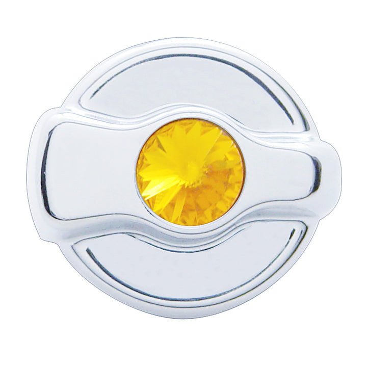 Chrome Plastic A/C Control Knob For 2005 &amp; Older Peterbilt - Amber Crystal