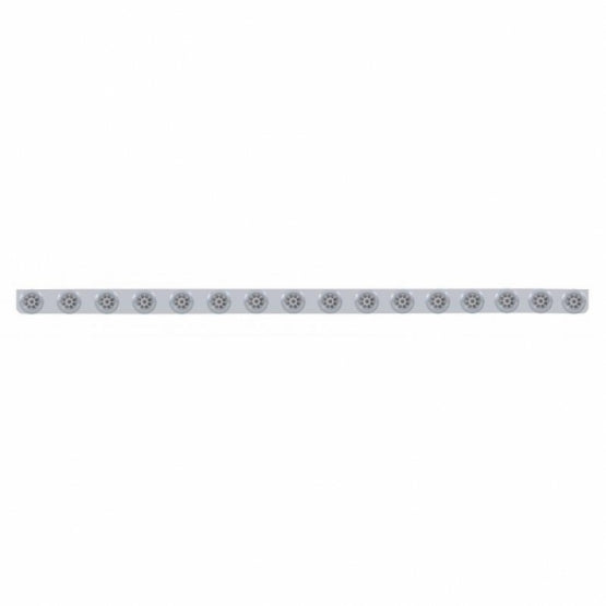79-1/2" SS Bumper Light Bracket With 16X 9 LED 2" Reflector Lights & Bezels -Red LED/Clear Lens