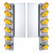 FL SS Front Air Cleaner Bracket With 12X 11 LED Watermelon Lights & Visors -Amber LED & Lens