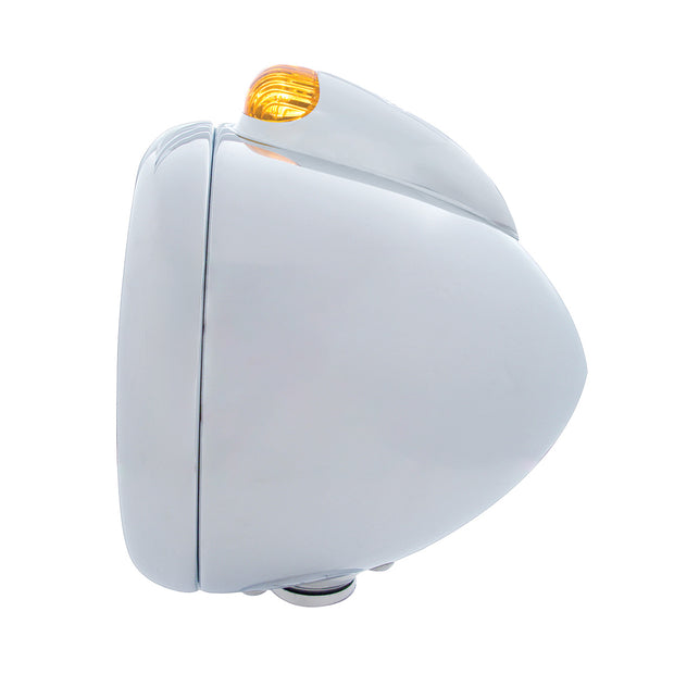 Chrome Guide 682-C Headlight H4 With 10 Amber LED & Dual Mode LED Signal - Amber Lens