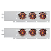 2-1/2" Bolt Pattern SS Spring Loaded Bar With 6X 4" 13 LED Abyss Lights & Visors - Red LED/Clear Lens (Pair)