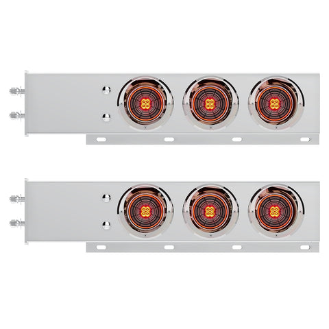 2-1/2" Bolt Pattern SS Spring Loaded Bar With 6X 4" 13 LED Abyss Lights & Visors - Red LED/Clear Lens (Pair)