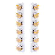 SS Front Air Cleaner Bracket With 12X 17 Amber LED Dual Function Reflector Lights & SS Visors For Peterbilt-Clear Lens