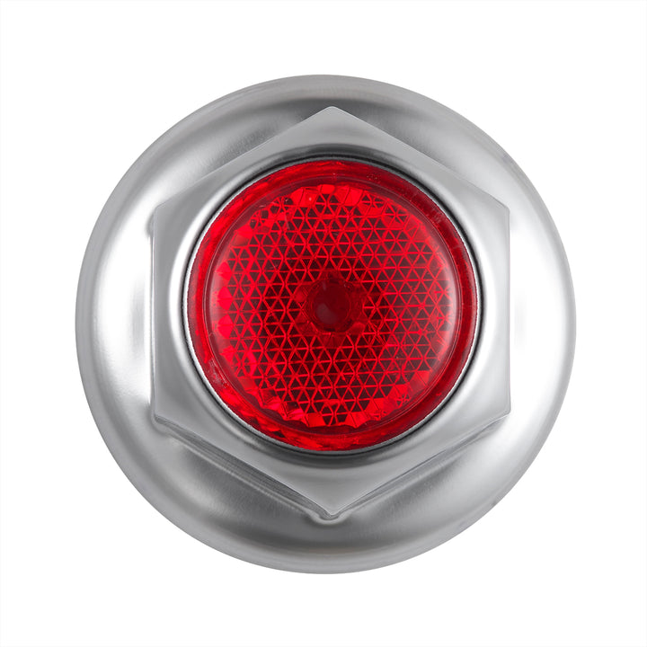 33mm X 2" Chrome Steel Reflector Nut Cover With Flange - Red