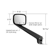 Chrome Hood Mirror Assembly W/ Sequential LED Lights For 2018-2024 Freightliner Cascadia - Driver/Heated