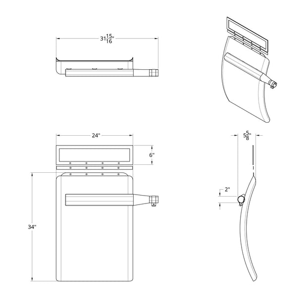 24" x 34" Stainless Quarter Fender Set - Triangle Bracket