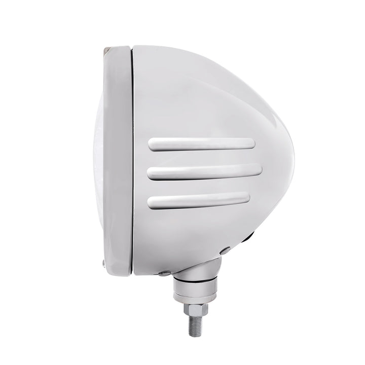 Stainless Steel Bullet Embossed Stripe Headlight 11 LED Bulb &amp; Dual Mode LED Signal-Clear Lens
