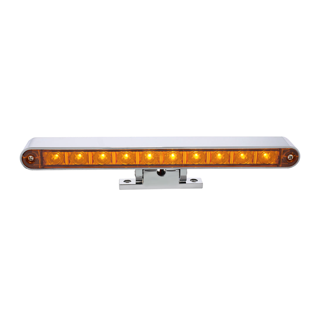 Chrome 10 LED Light Bar With 180 Degree Swivel Base - Dual Function Amber LED/Amber Lens