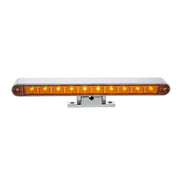 Chrome 10 LED Light Bar With 180 Degree Swivel Base - Dual Function Amber LED/Amber Lens