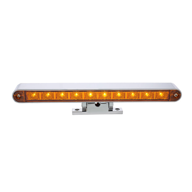 Chrome 10 LED Light Bar With 180 Degree Swivel Base - Dual Function Amber LED/Amber Lens