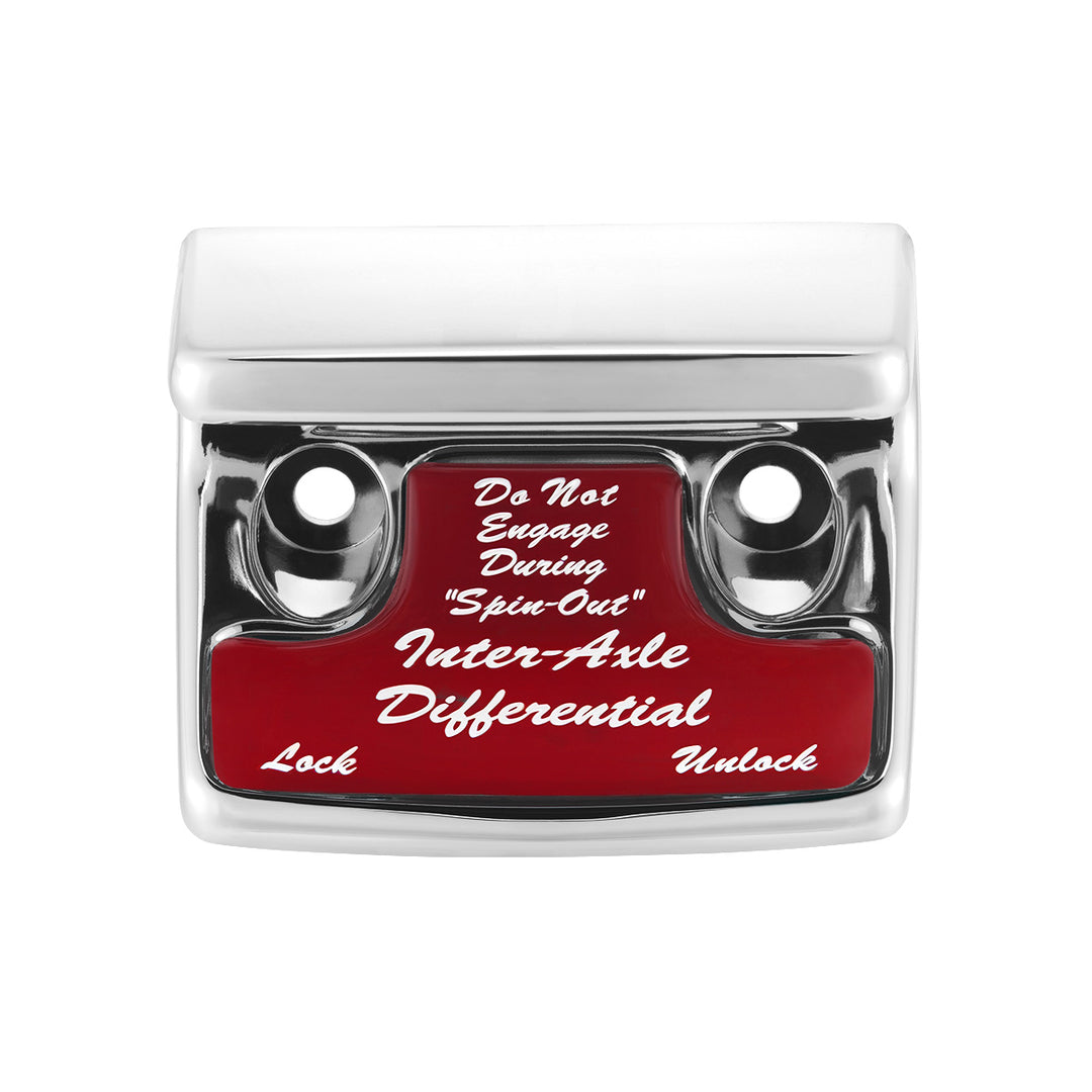 Chrome Plastic Axle/Differential Switch Guard With Glossy Sticker For 1990-2010 Freightliner Classic-Red