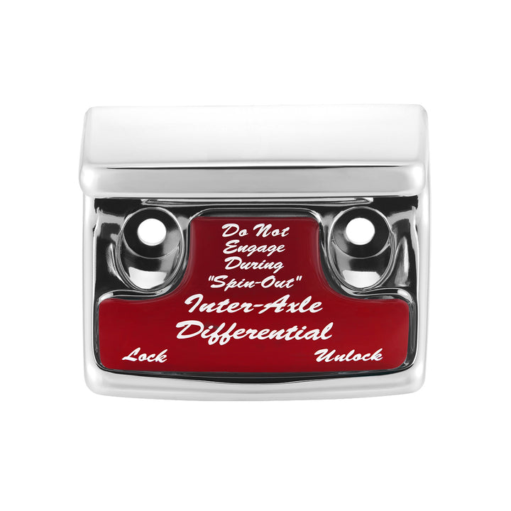 Chrome Plastic Axle/Differential Switch Guard With Glossy Sticker For 1990-2010 Freightliner Classic-Red
